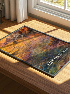 Life on Earth watercolour book poster framed on wall – __new__:educational wall art
