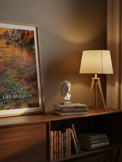 Life on Earth watercolour print on bookshelf – David Attenborough fan gift