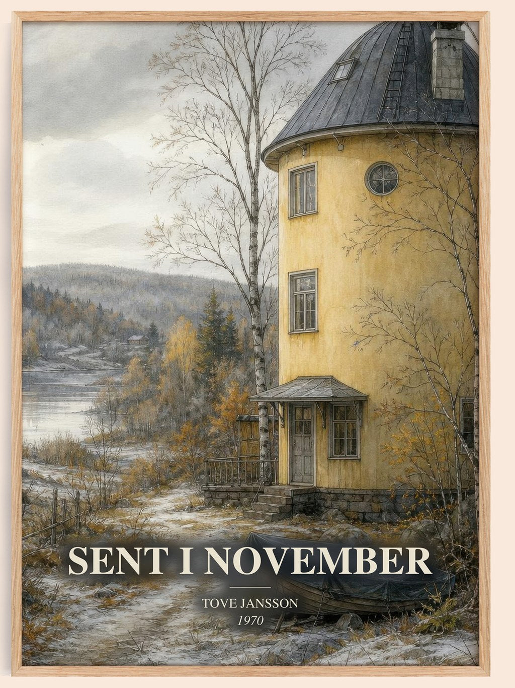 Sent i November watercolour book poster by Tove Jansson – framed literary art print