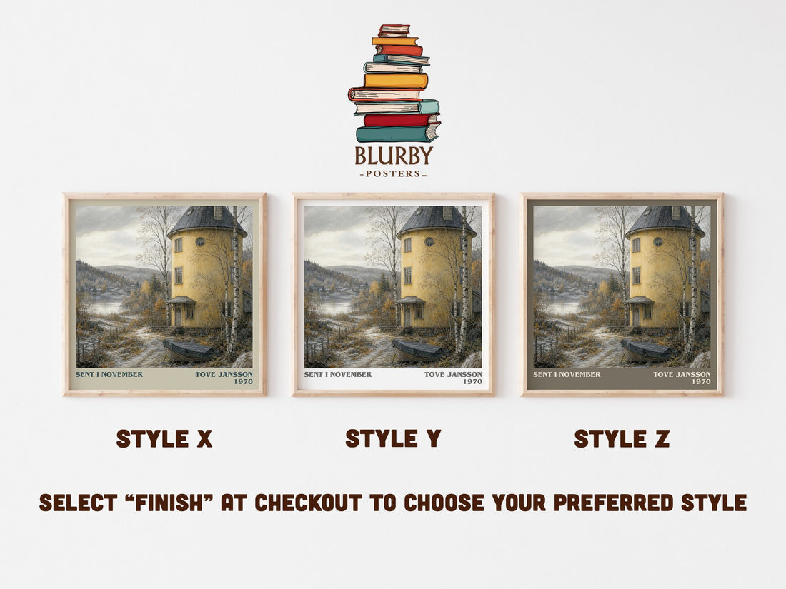 Sent i November literary print in frame leaning in hallway – literary fiction wall art (mockup)
