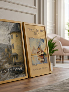 Sent i November watercolour print framed by window – literary home decor