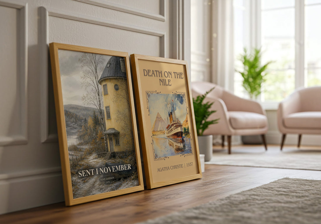 Sent i November watercolour print framed by window – literary home decor