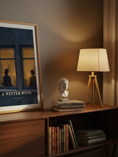 A winter book watercolour print on bookshelf – Tove Jansson fan gift