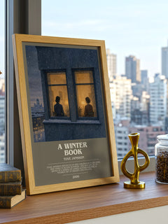 A winter book bookish print framed by window – literary home decor