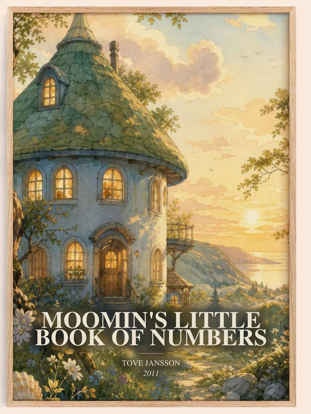 Moomin's little book of numbers watercolour book poster by Tove Jansson – framed literary art print