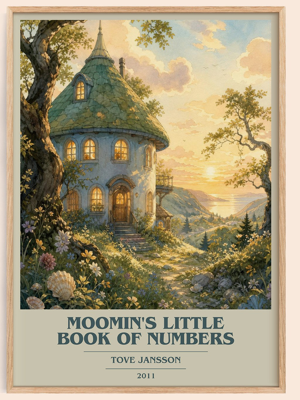 Moomin's little book of numbers book cover book poster by Tove Jansson – framed literary art print