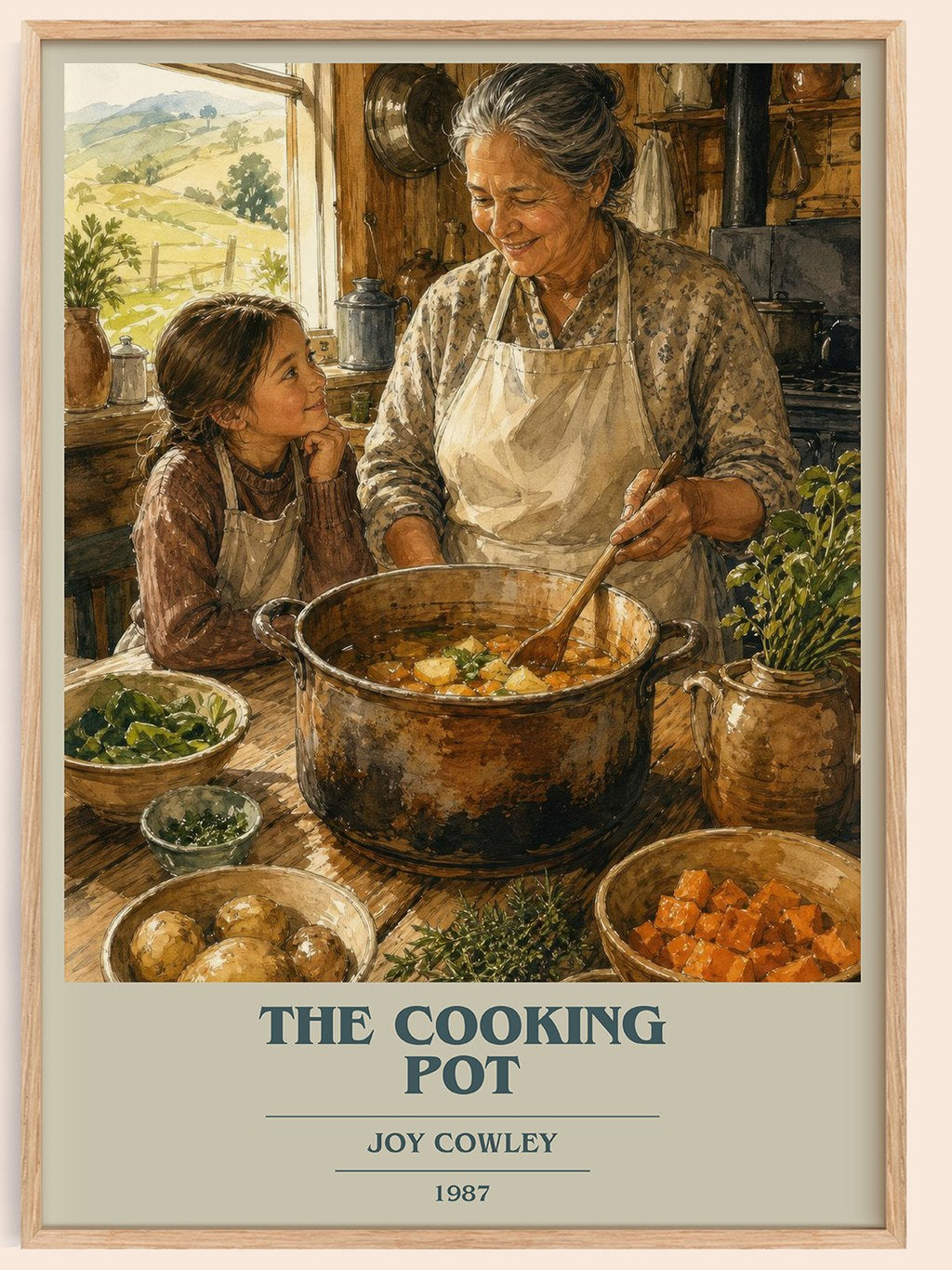 The Cooking Pot book cover book poster by Joy Cowley – framed literary art print