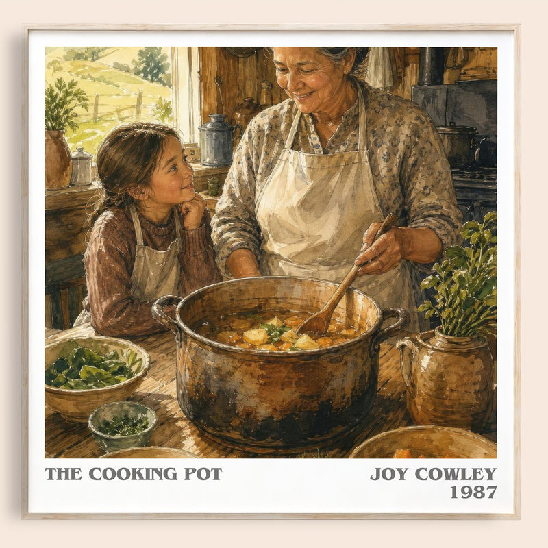 The Cooking Pot literary book poster by Joy Cowley – framed literary art print