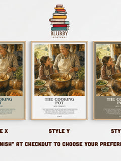 The Cooking Pot bookish print in frame leaning in hallway – childrens wall art