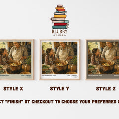 The Cooking Pot literary print in frame leaning in hallway – childrens wall art