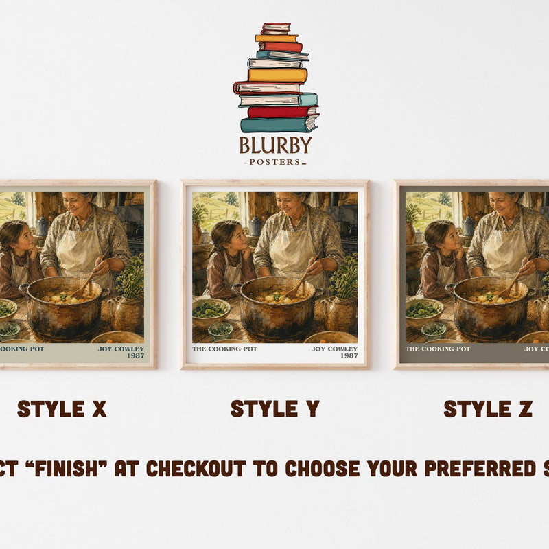 The Cooking Pot literary print in frame leaning in hallway – childrens wall art