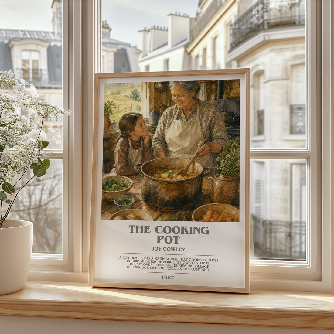 The Cooking Pot bookish poster colour and style options – Joy Cowley book art