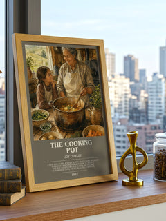 The Cooking Pot bookish print framed by window – literary home decor
