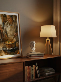 The Cooking Pot watercolour print on bookshelf – Joy Cowley fan gift