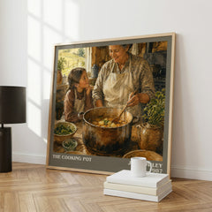 The Cooking Pot literary print framed by window – literary home decor