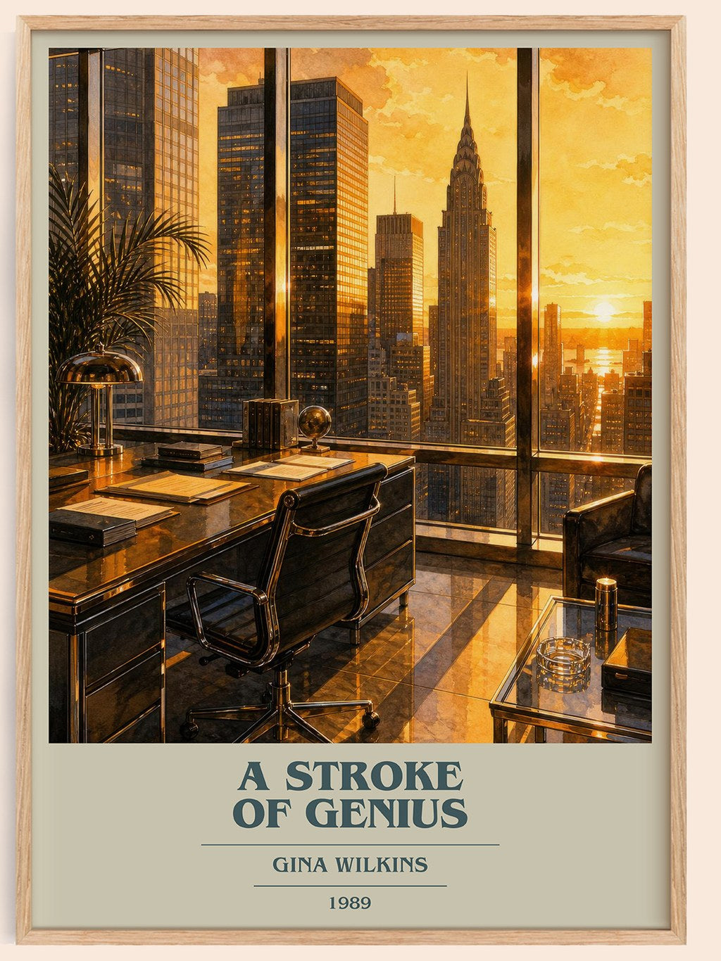 A Stroke Of Genius book cover book poster by Gina Wilkins – framed literary art print