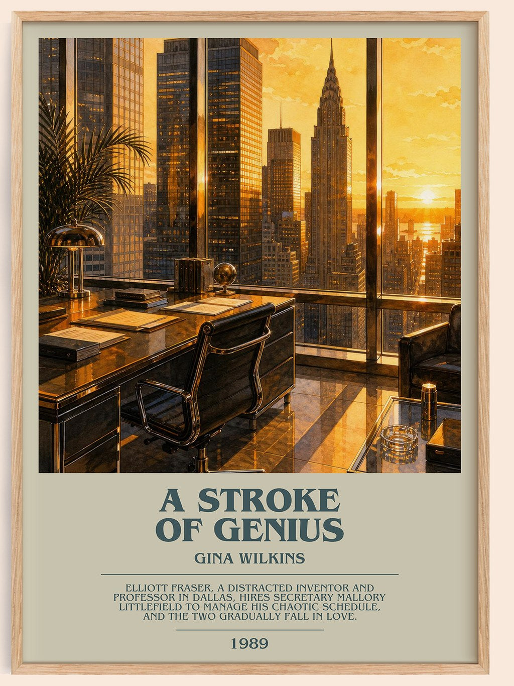 A Stroke Of Genius bookish book poster by Gina Wilkins – framed literary art print