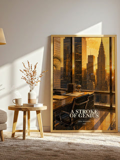 A Stroke Of Genius watercolour print in frame leaning in hallway – romance wall art