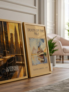 A Stroke Of Genius watercolour print framed by window – literary home decor