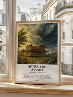After the Storm bookish poster colour and style options – Rebecca Flanders book art