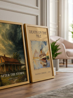 After the Storm watercolour print framed by window – literary home decor