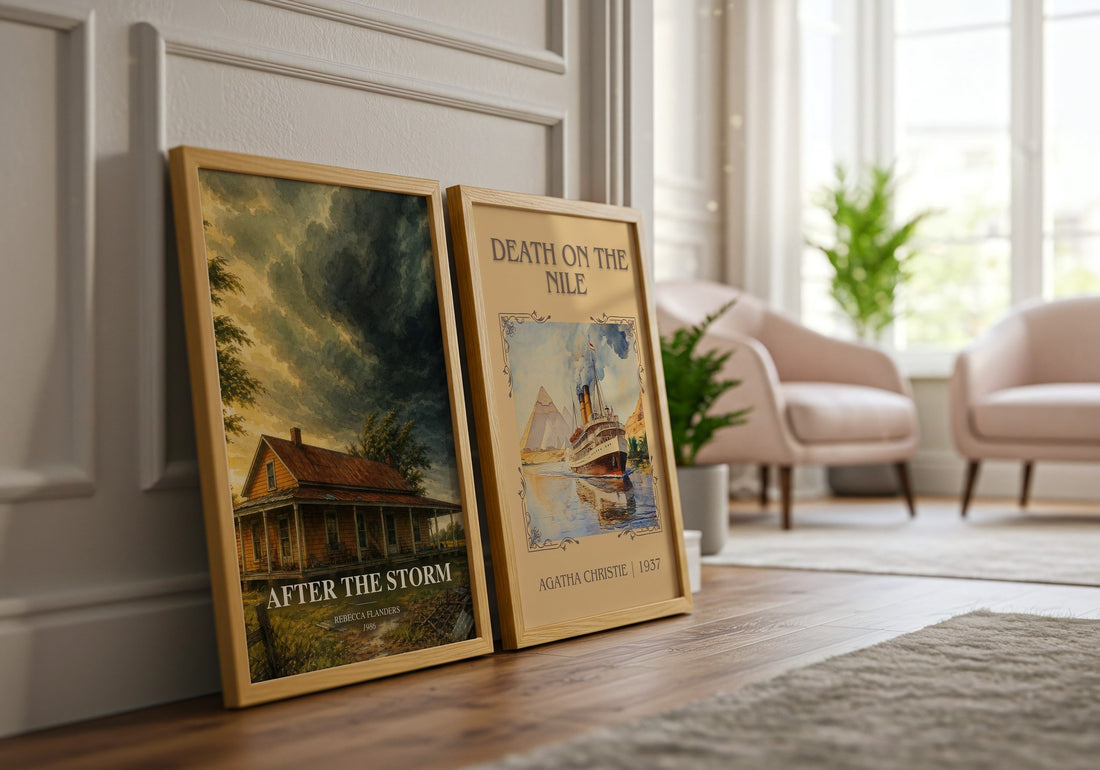 After the Storm watercolour print framed by window – literary home decor