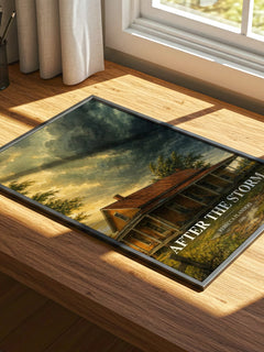 After the Storm watercolour book poster framed on wall – romance wall art