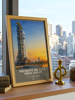 President Dr. A.P.J. Abdul Kalam book cover print framed by window – literary home decor