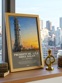President Dr. A.P.J. Abdul Kalam bookish print framed by window – literary home decor