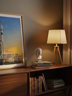 President Dr. A.P.J. Abdul Kalam watercolour print on bookshelf – A. P. J. Abdul Kalam fan gift