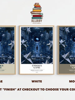 Ender's Game book cover print framed by window – literary home decor