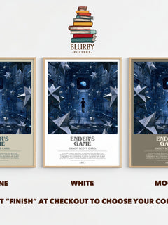 Ender's Game bookish print framed by window – Stone, White and Mocha side by side – choose your colour