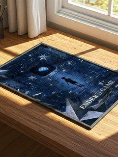 Ender's Game watercolour book poster framed on wall – sci fi wall art