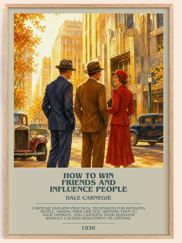 How to Win Friends and Influence People bookish book poster by Dale Carnegie – framed literary art print