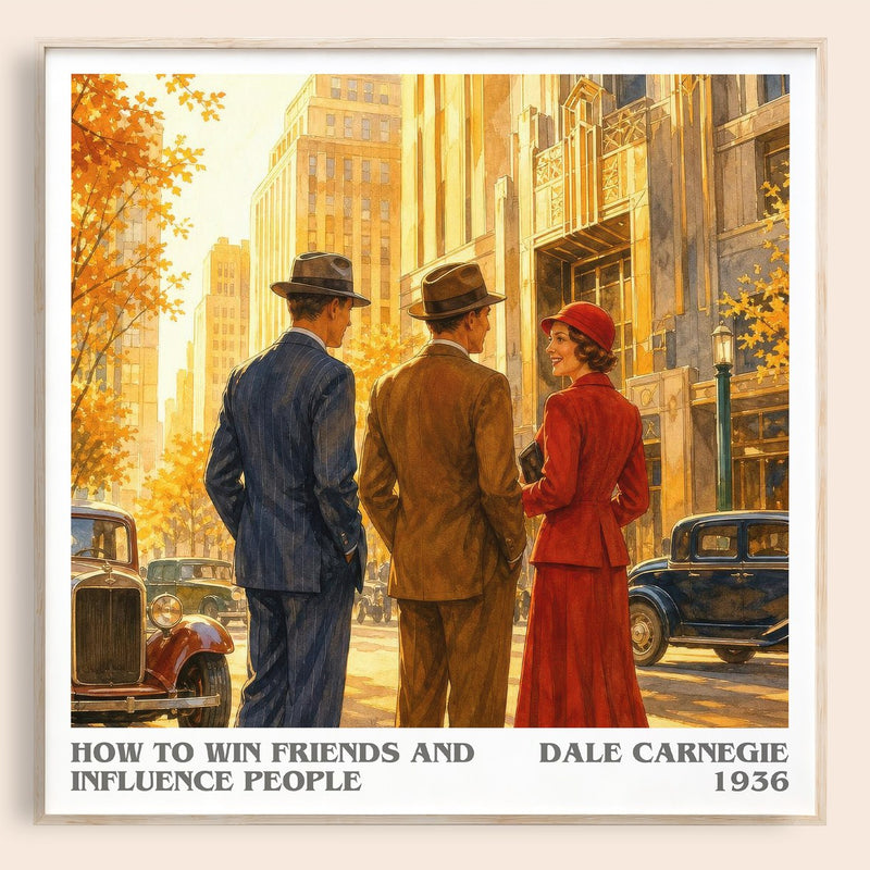 How to Win Friends and Influence People literary book poster by Dale Carnegie – framed literary art print