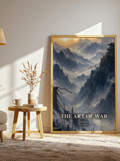 The Art of War watercolour print in frame leaning in hallway – philosophy wall art