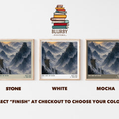 The Art of War literary print framed by window – Stone, White and Mocha square prints side by side – choose your colour