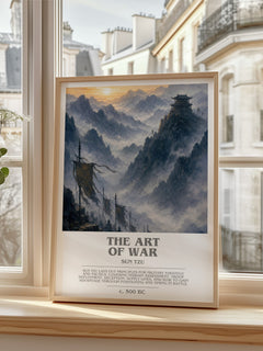 The Art of War bookish print in frame leaning in hallway – philosophy wall art
