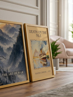 The Art of War watercolour print framed by window – literary home decor