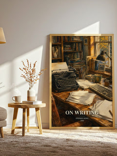 On Writing watercolour print in frame leaning in hallway – memoir wall art