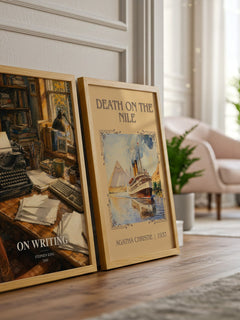 On Writing watercolour print framed by window – literary home decor