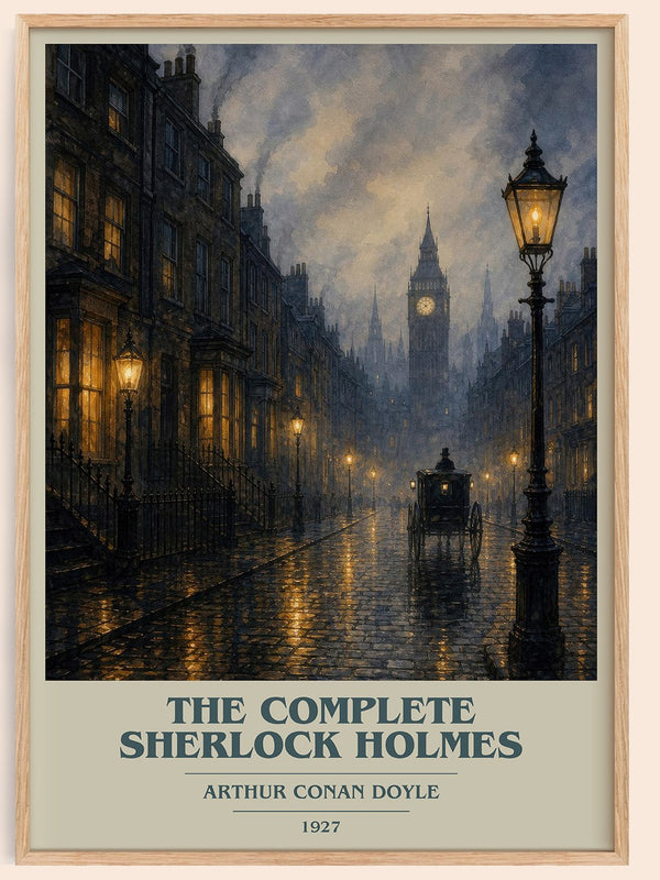 The Complete Sherlock Holmes book cover book poster by Arthur Conan Doyle – framed literary art print
