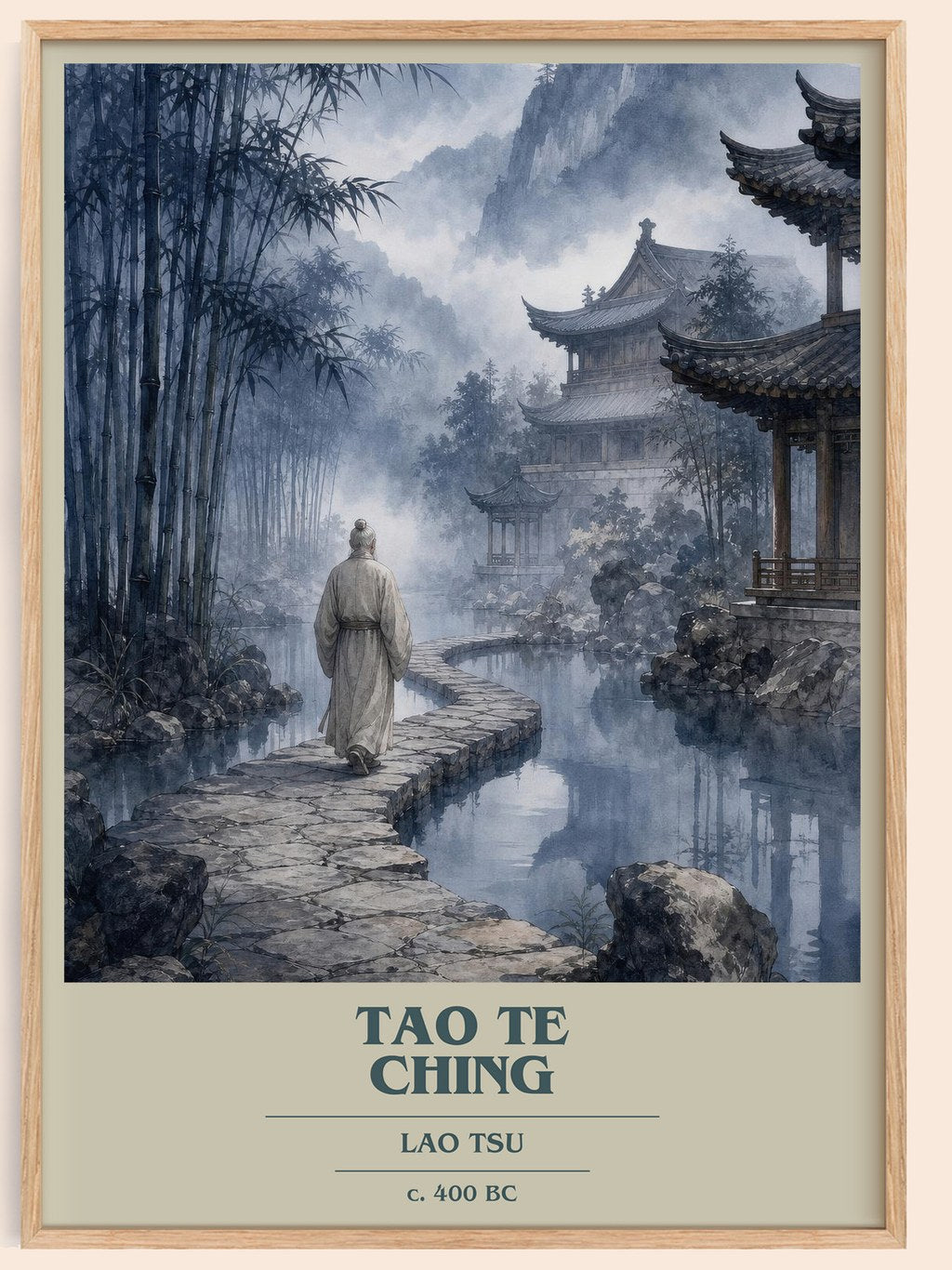 Tao Te Ching book cover book poster by Lao Tsu – framed literary art print
