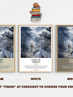 Tao Te Ching bookish print framed by window – Stone, White and Mocha side by side – choose your colour