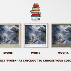 Tao Te Ching literary print framed by window – Stone, White and Mocha square prints side by side – choose your colour
