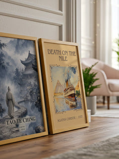 Tao Te Ching watercolour print framed by window – literary home decor