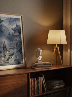 Tao Te Ching watercolour print on bookshelf – Lao Tsu fan gift