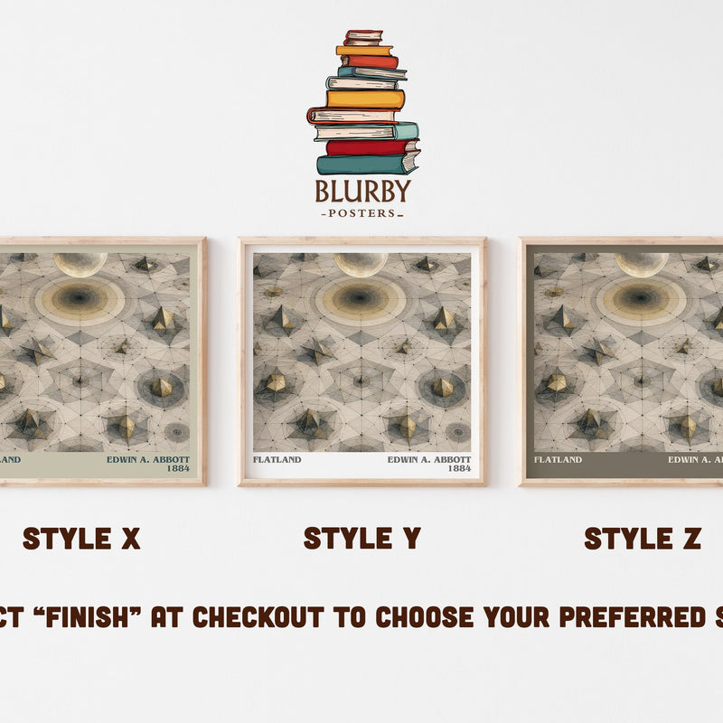Flatland literary print in frame leaning in hallway – sci fi wall art