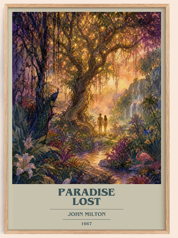 Paradise Lost book cover book poster by John Milton – framed literary art print