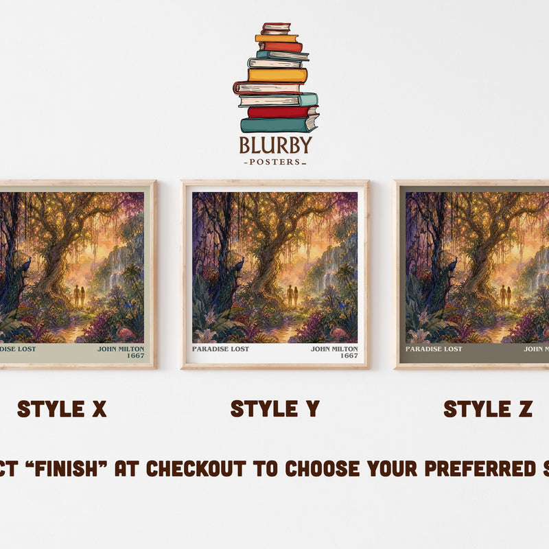 Paradise Lost literary print in frame leaning in hallway – poetry wall art